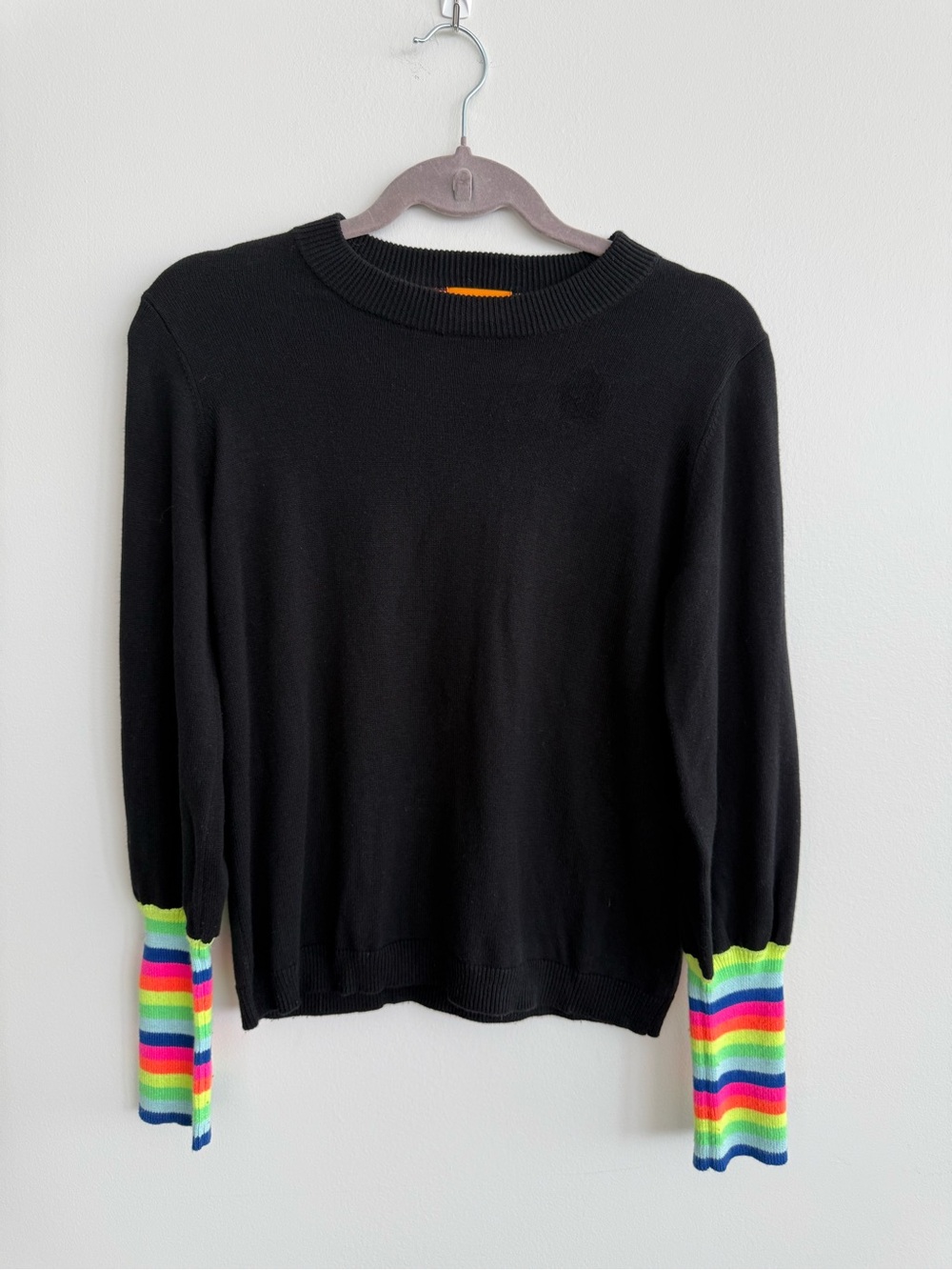 WISPR Black Sweater with Rainbow Cuff Detail XS